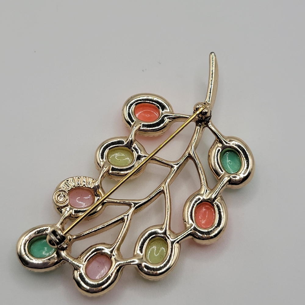 VTG Sarah Coventry "Candy Land" Brooch | Gold Tone & Pastel Cabochons | SIGNED - Picture 4 of 6